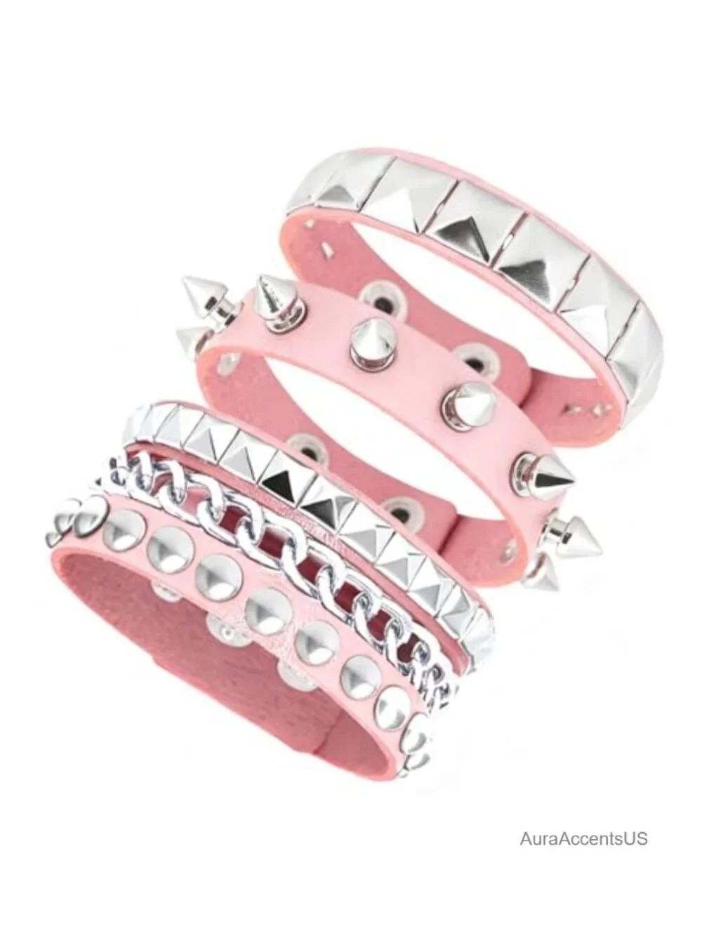 Punk Rock Faux Leather Cuff Bracelets Set for Women 80s 90s Emo Jewelry Gift